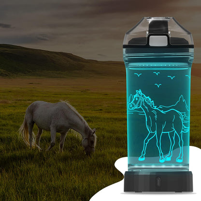 Horse Gifts, 3D LED Light up Horse Water Bottle, 14 OZ Tritan BPA Free Eco-Friendly - Cool Drinking Cups Gift for Women Girls
