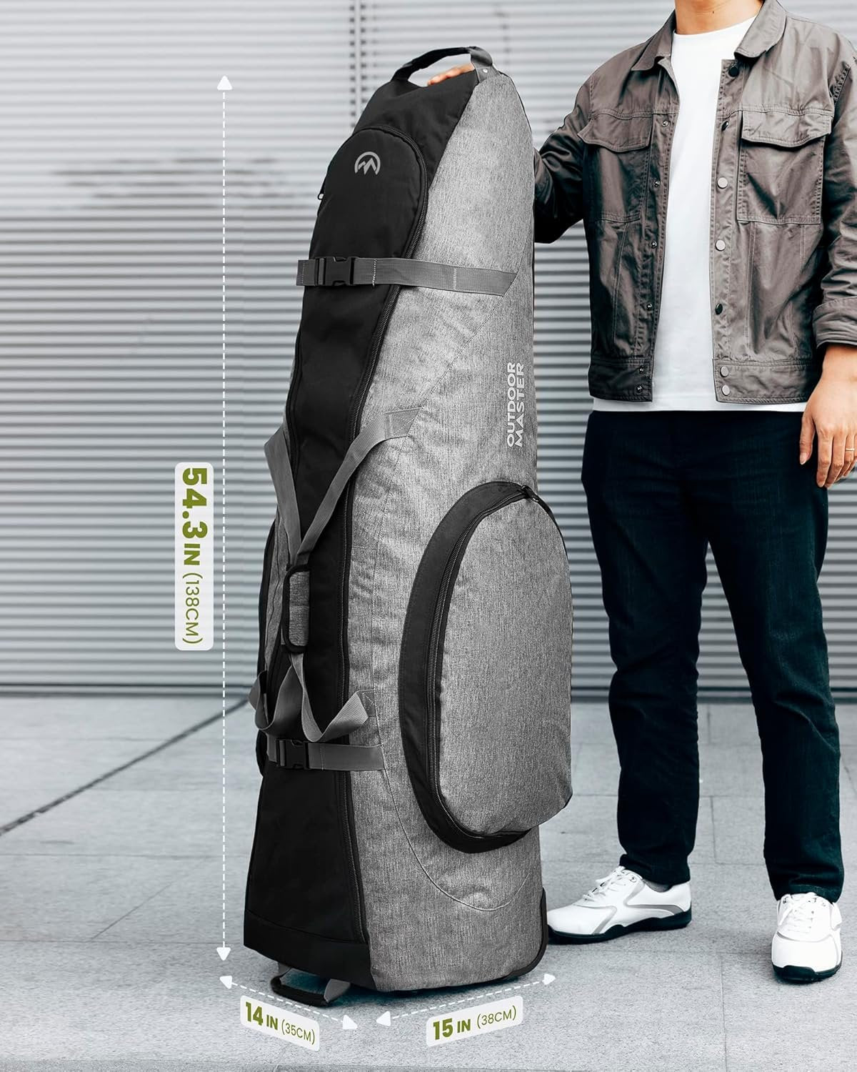 OutdoorMaster Padded Golf Club Travel Bag with Wheels, 900D Heavy Duty Oxford Golf Travel Case, Soft-Sided Golf Club Bag, Shoes and Accessories Compartment