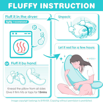 BYRIVER C Shaped Maternity Pillow for Sleeping Pregnant Women Body Pillow, Leg Knee Belly Support Sleep Pillow, Nursing Posture Breast Feeding Pillow, for New Mom (Dinasour)