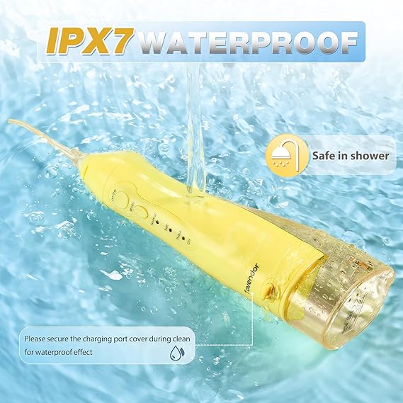 TOVENDOR Electric Water Dental Flosser Teeth Pick, Cordless Flossers Oral Irrigator IPX7 Waterproof 300ML Rechargeable Travel Water Teeth Cleaner with 5 Tips for Home Braces Care Gums Deep Cleaning