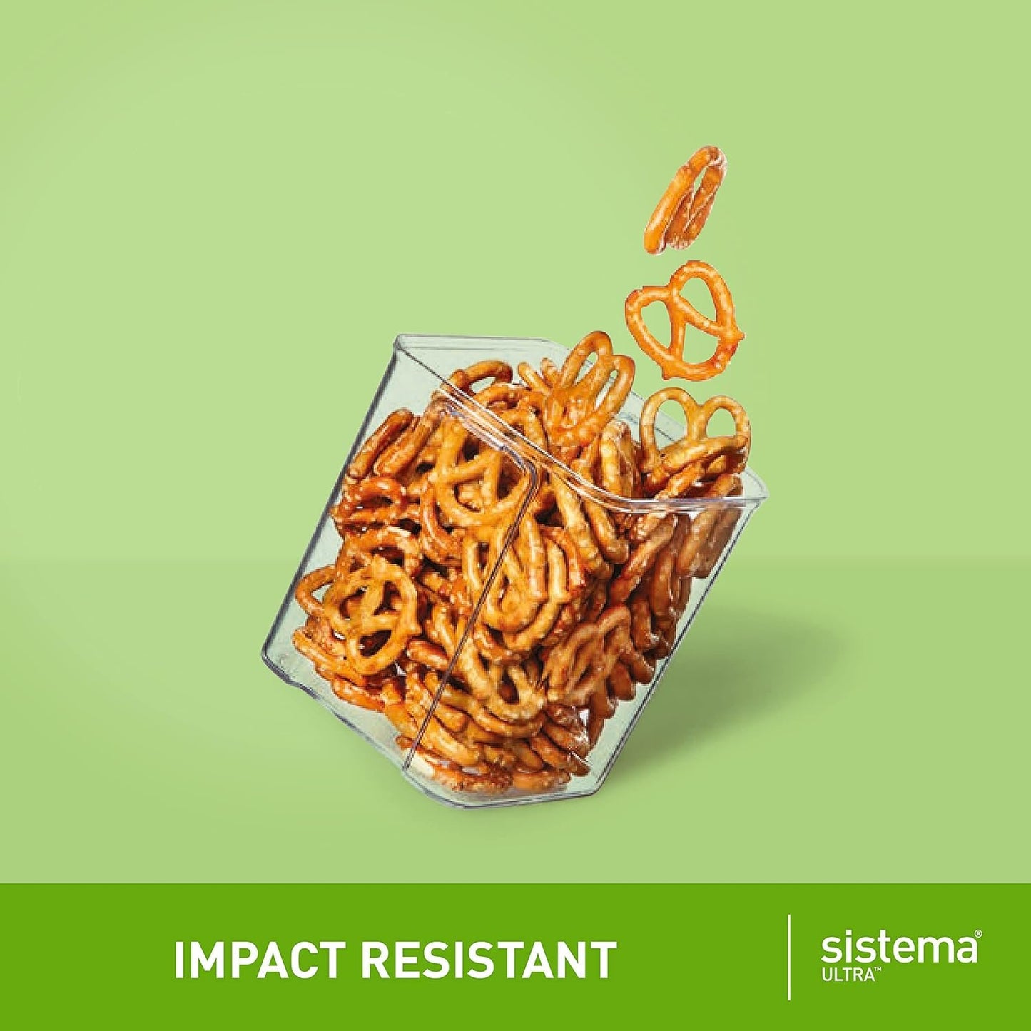 Sistema Ultra Tritan Airtight Pantry Storage Container | 920 ml Square Food Storage Container | Stackable | with Locking Clips | BPA-Free | Clear with Black Accents