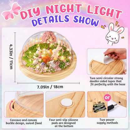 Make Your Own Night Light,Rabbit DIY Kits for Girls,Bunny Toys for Kids Ages 4-8,Arts and Crafts Lamp Project for Girls(USB Upgrade Edition),Gifts for 4 5 6 7 8 9 10 Year Old Girl with Greeting Card