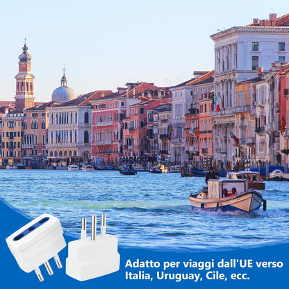 Fiotha 2 Pcs Simple Reducer Adapter 16A Plug 10A, 10A Plug Bypass Adapter, 10A Plug, Bypass Adapter Plug, with 10/16A Bivalent Socket to Small 10A Italian Plug, for Travel in Italy