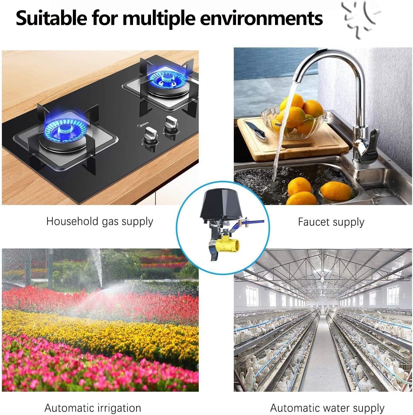 UseeLink Smart Matter Water/Gas Valve,Compatible with Alexa and Google Assistant,Application Program iOS/Android-2 Pack