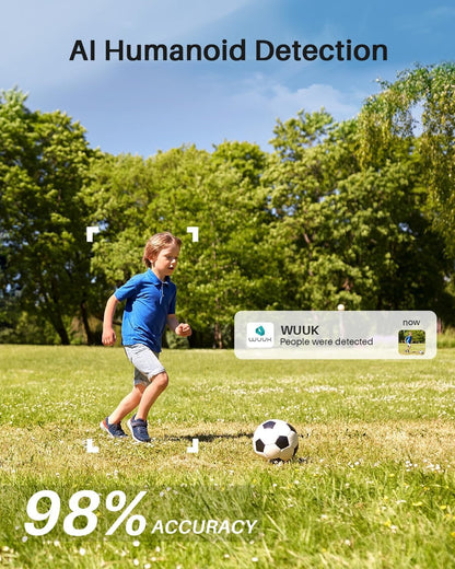 WUUK Outdoor Security Camera Wireless, 4-Cams Kit, 2K Home Security System with Base Station, 32GB Local Storage, No Monthly Fee, Compatible with Alexa, Google Home & IFTTT