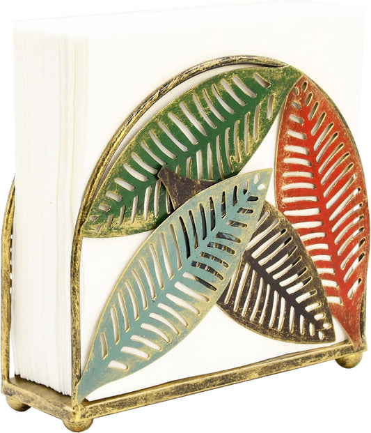 Modern Metal Napkin Holder for Dining Table, Upright Napkin Storage for Kitchen & Countertop, Multiple Color Leaves Tabletop Napkin Organizer & Letter Holder for Western Restaurant Coffee Shop