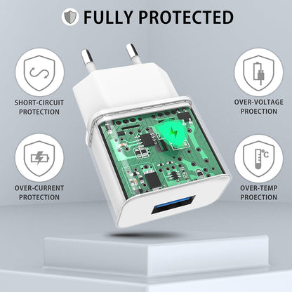 MyGadget 2x USB Wall Charger - Universal Charger (1A / 5V) - Portable Battery Charger and Compatible with Samsung/Huawei - White