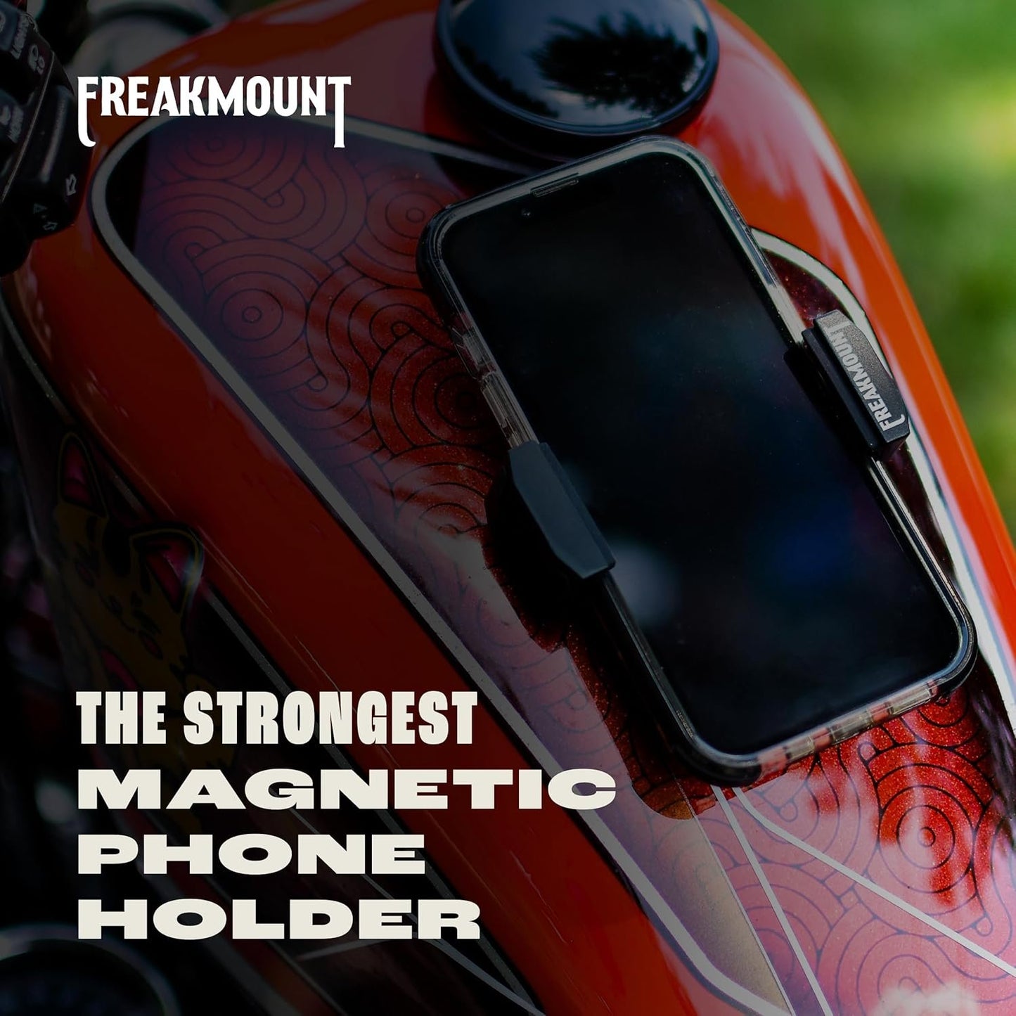 Freakmount - 2.0 Magnetic Motorcycle Phone Mount - Compatible with Harley Davidson - Premium Billet Aluminum Holder for Gas Tank - High-Speed Magnet Accessories - Fits Most Phones, Black