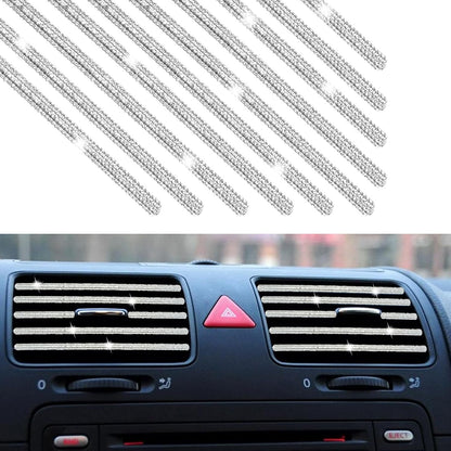 10PCS Bling Car Air Conditioner Decoration Strip for Vent Outlet, Rhinestone Car Air Vent Outlet Moulding Trim Strip, Bling Diamond Car Interior Accessories for Women and Girls
