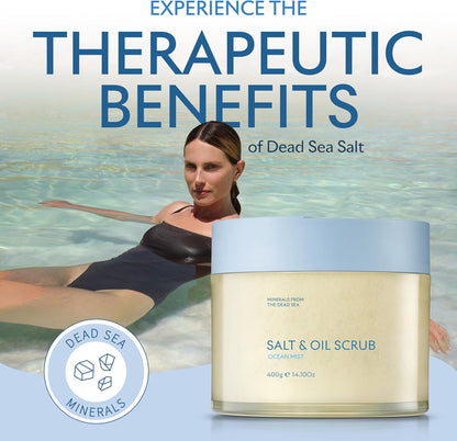 SEACRET Body Scrub - Salt & Oil Body Exfoliator with Dead Sea Minerals and Essential Oils, Scented 14.1 FL.OZ.