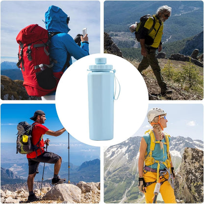 Travel Large Capacity Silicone Cup - 600ml Large Capacity Foldable Reusable Water Bottle,Leakproof Sports Drinking Cup with Lid for Family Friends Colleagues