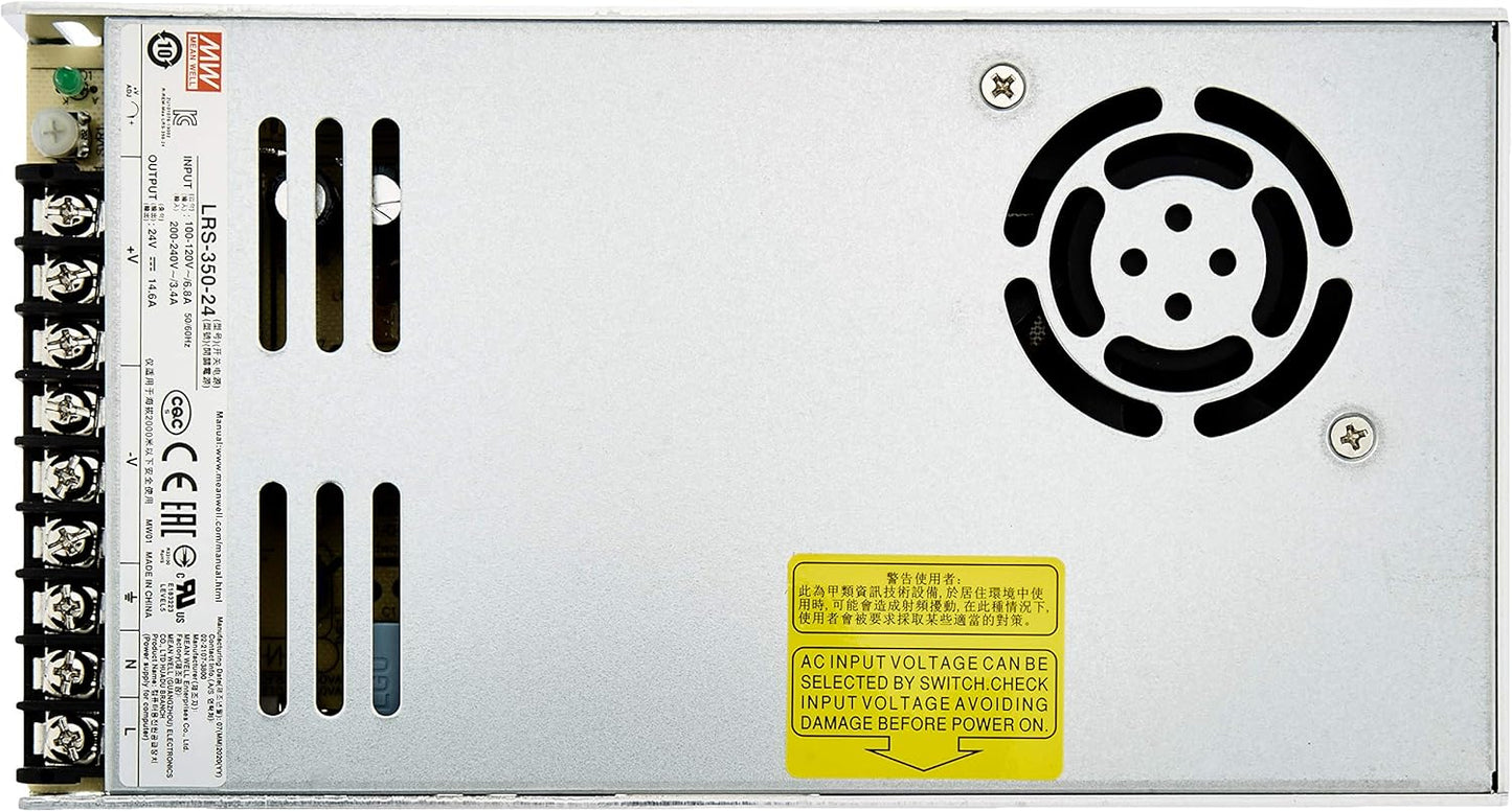 Meanwell Switch Power Supply Enclosed Structure 1 Output VIN = 180-264VAC, VDC = 240-370V, 24V, 350W