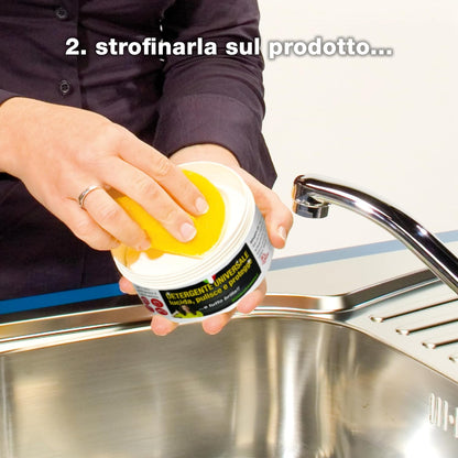 Universal Cleaner – White Clay – Shiny Cleaning Paste, Cleans and Protects, Recommended for All Surfaces. Removes Limescale from the Shower, All Shine 2 Sponges Included (300 g)