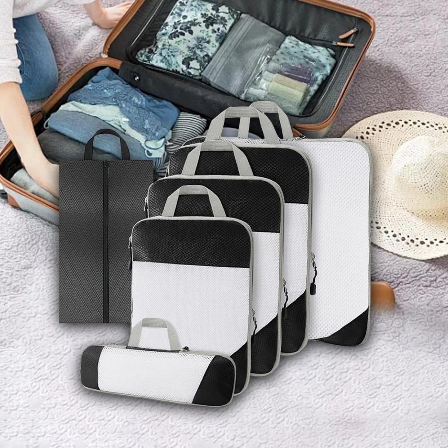 Gralara Ultimate Travel Packing Cubes Set for Seamless Organization, Black