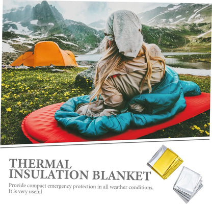 EXHUMKY 6Pcs Portable Emergency Blanket Multi Use Insulation Blankets for Outdoor Aid Survival Gear Lightweight for for Adventure Emergency Situations