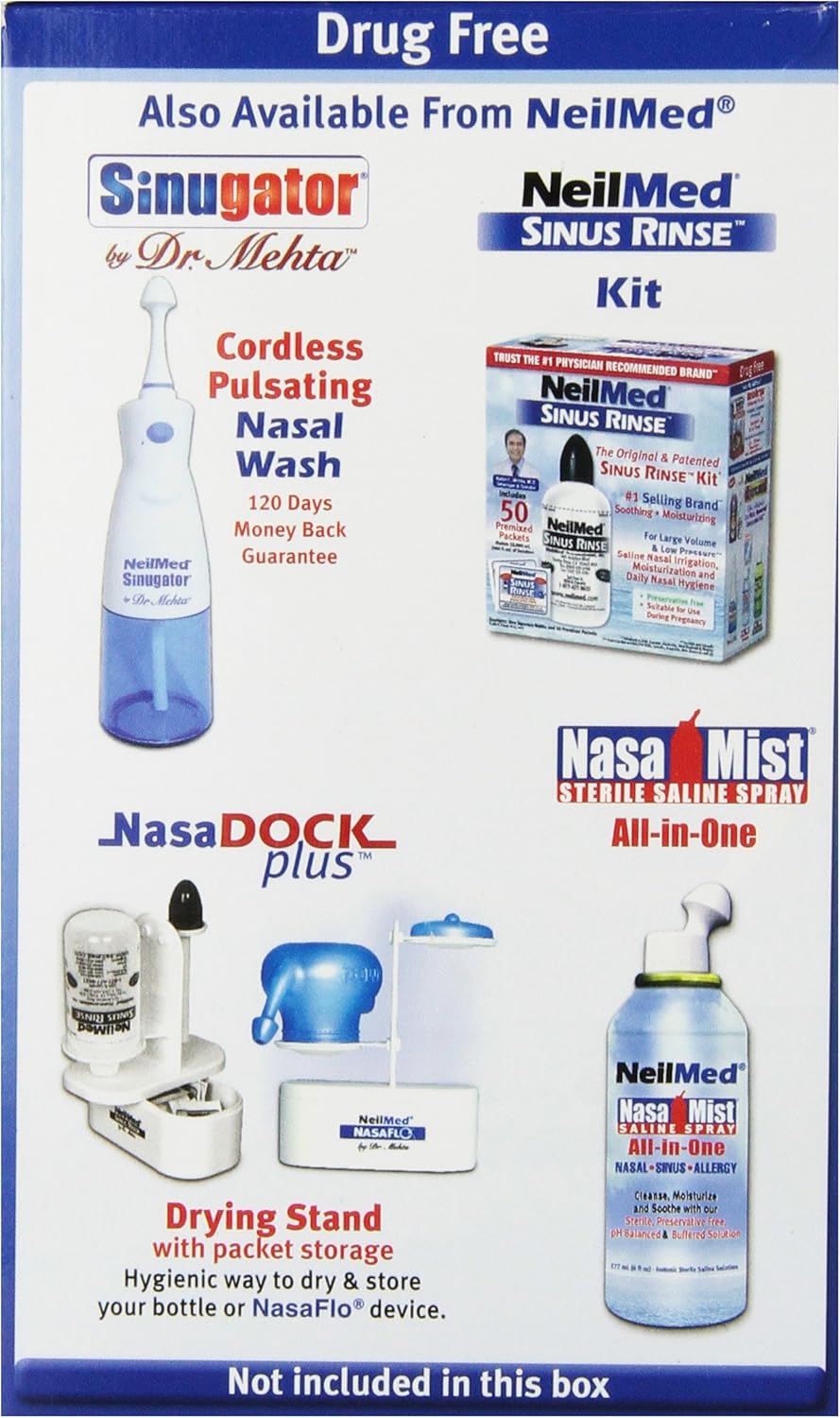 NeilMed NasaFlo Unbreakable Neti Pot with 60 Premixed Packets