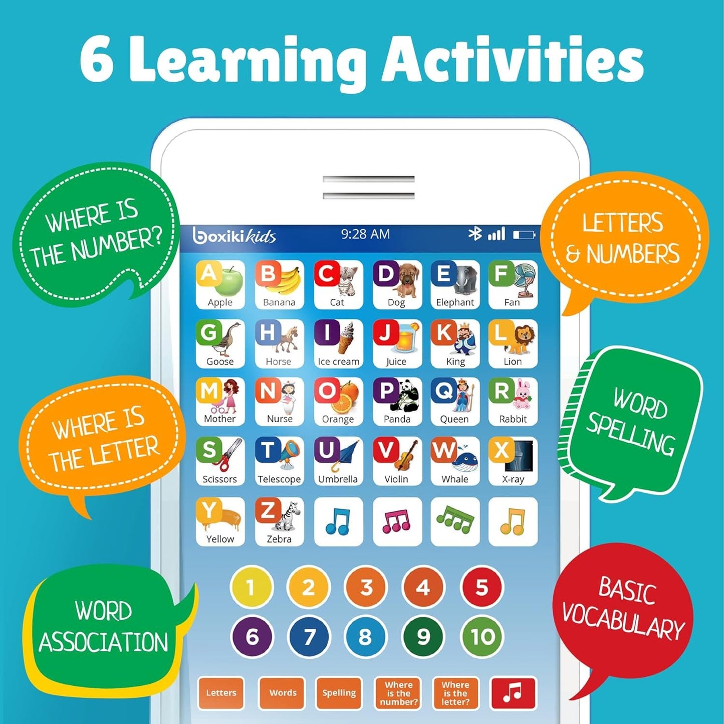 Learning Pad / Fun Phone with 6 Toddler Learning Games. Touch and Learn Interactive Tablet for Numbers, ABC and Words Learning. Educational Pretend Toy for Boys and Girls - 36 Months to 6 Year Old