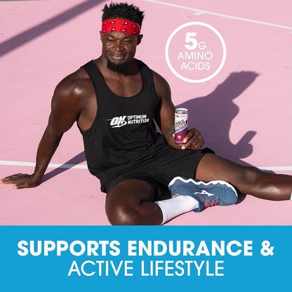 OPTIMUM NUTRITION Amino Energy + Electrolytes Sparkling Hydration Drink, Strawberry Flavour, 355ml, 12 Pack