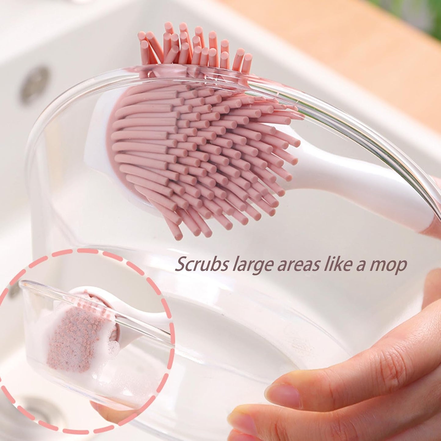 2pcs Silicone Pot Brush,Kitchen Dish Brush,Long Handle Dish Brush,Sink Cleaning Brush Bottle Scrub Brus,Kitchen Cleaning Brush Kitchen Supplies,for Plates Dishes Kitchen Sink