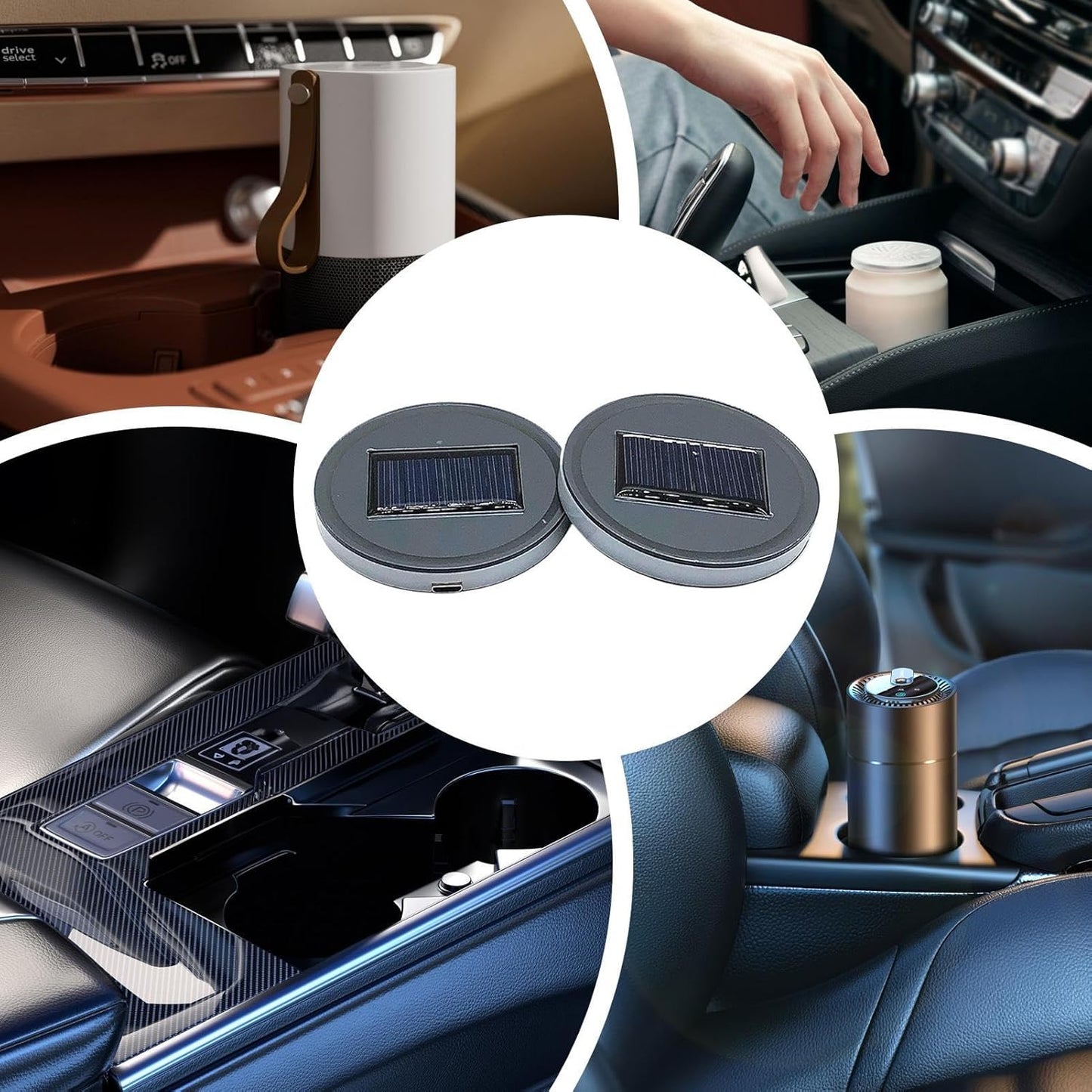 Cup Holder Lights for Car, 2 Pieces LED Auto Cup Holder Coasters, 7 Color Changing Anti-Slip Light-Up Pads, Interior Mood Lighting for Night Driving, Road Trips, Truck, RV Use 6.8CM/2.67in