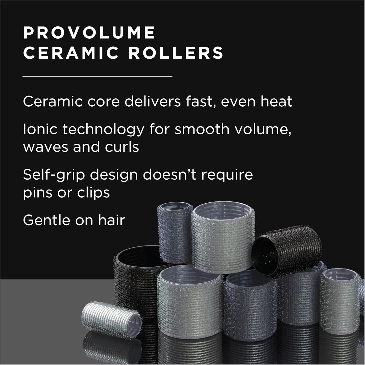 Fromm ProVolume 2.5" Self-Grip Ceramic Ionic Thermal Hair Rollers, 2 Count Large Salon Quality Hair Curlers for Medium and Long Hair, Blowouts, Curtain Bangs