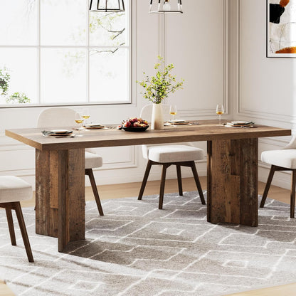 Tribesigns 63-inch Dining Table for 4-6, Farmhouse Kitchen Table with Large Tabletop, Rectangular Dinner Eating Table for Dining Room, Living Room, Kitchen, Distressed Brown