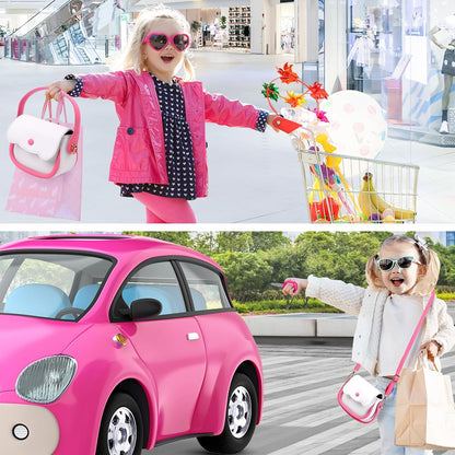 GJZZ Play Purse for Little Girls - Toddler Purse Set Pretend Play Makeup Toys, Kids Toy Purse Birthday Gifts for Girls Ages 3-5, 4-5, 6-8 Years Old, ABB-02, Pink