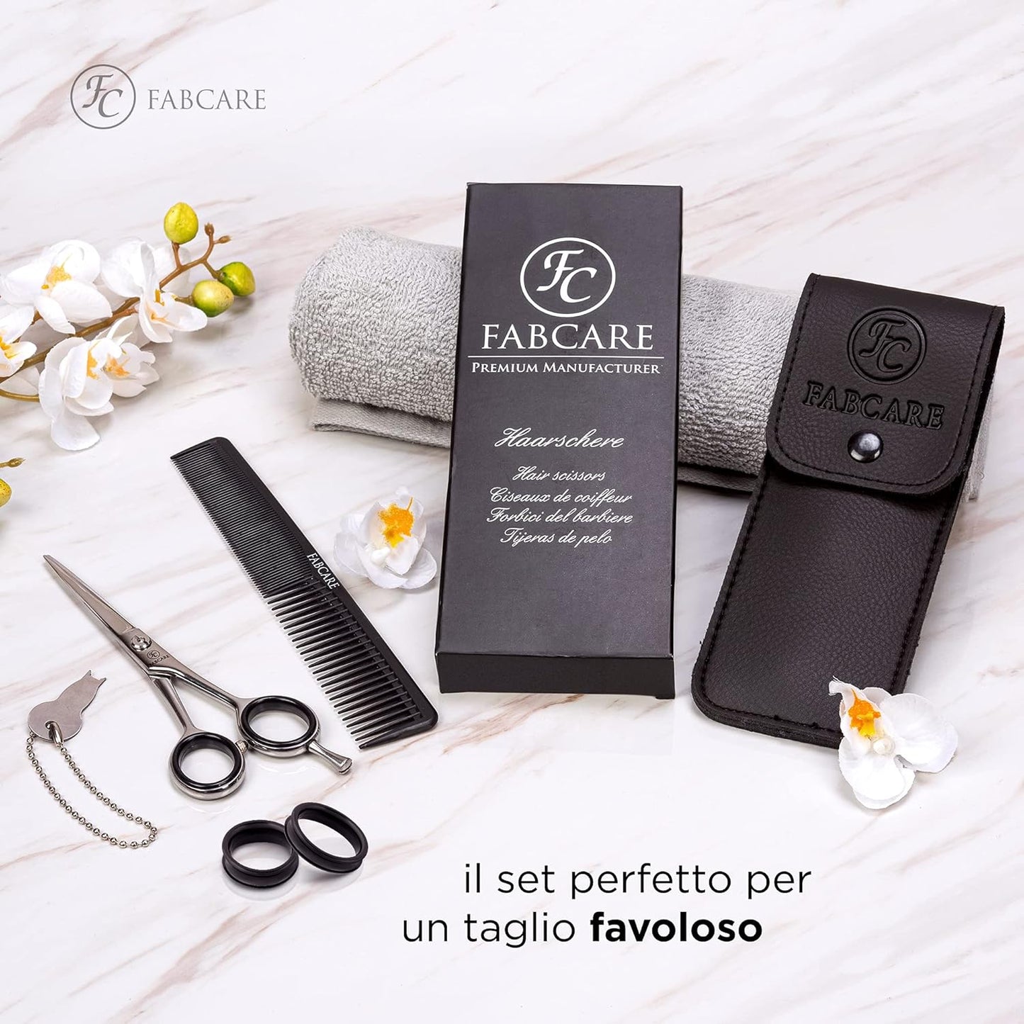 FABCARE Professional Hairdressing Scissors with Micro Serration, Extra Sharp, Ideal for Hair Cutting and Barber Use, 6 Inch Length, Ergonomic Design for Precision and Comfort