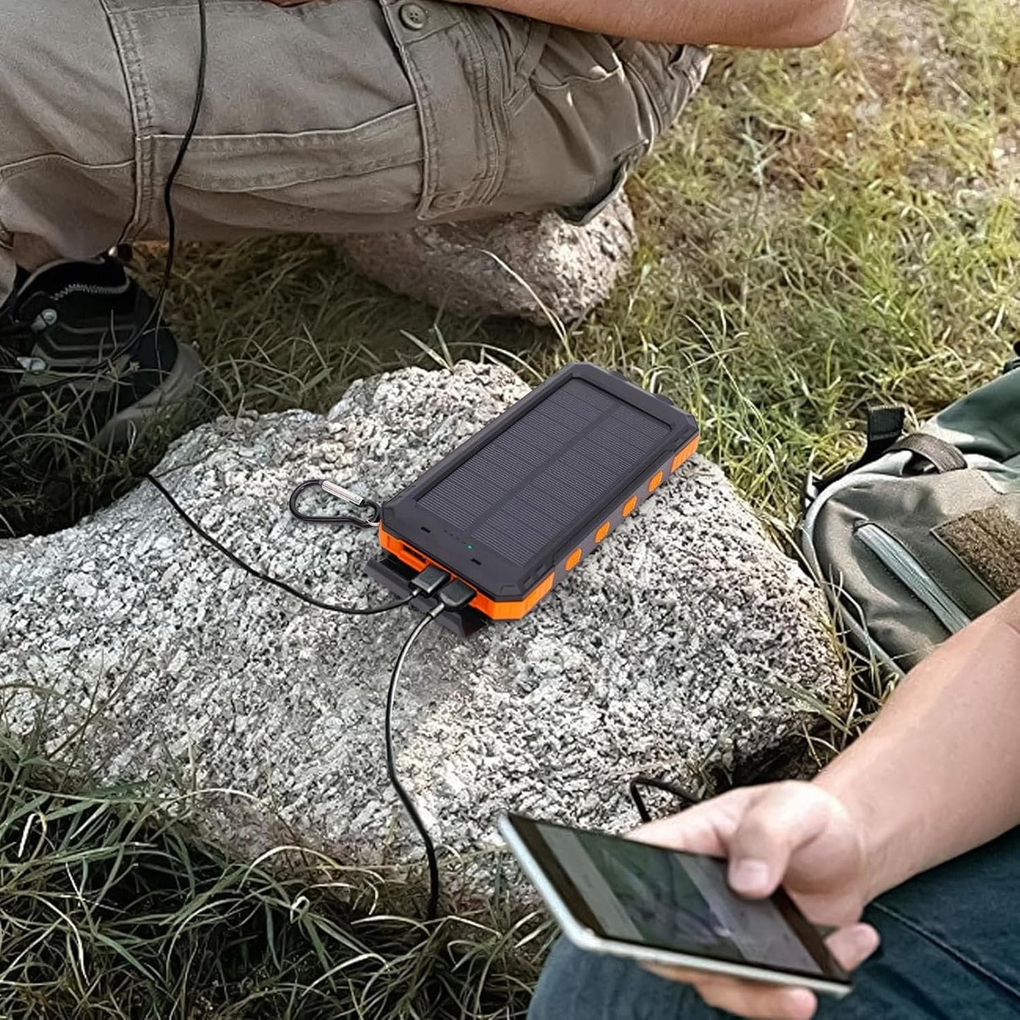 Solar Bank - Lightweight Solar Charger | 20000mah Portable Charger | Versatile Phone Charger Perfect for Camping, Hiking, Travel, and Home Use. Reliable, Eco-Friendly
