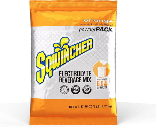 Sqwincher Powder-Pack, 47.66-Ounce, Yields 5-Gallon, Orange, 47.66-Ounce (Packaging May Vary)