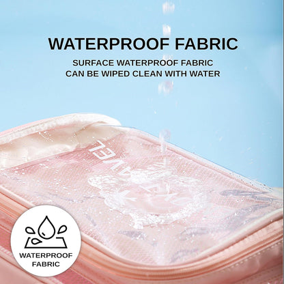TALOMON Transparent PVC & PU Makeup Bag - Large Capacity, Wet/Dry Separation with Two or Three Partitions, Travel Toiletry Bag for Skincare, Beach & Poo（ Green