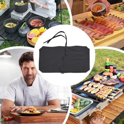 Cutter Roll Bag, Storage Kitchen Tool Organizer, Protective Travel Pouch, 21.26 x 13.78 Inches Portable Carry Case for Camping, Outdoor Cooking, Travel Gear, Black, Please refer to description