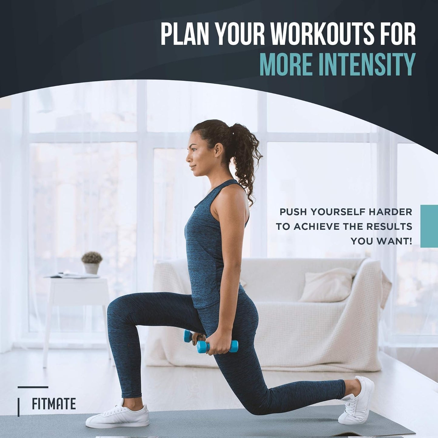 FitMate Dumbbell Workout Exercise Poster - Workout Routine with Free Weights, Home Gym Decor, Room Guide (16.5 x 25 Inch)