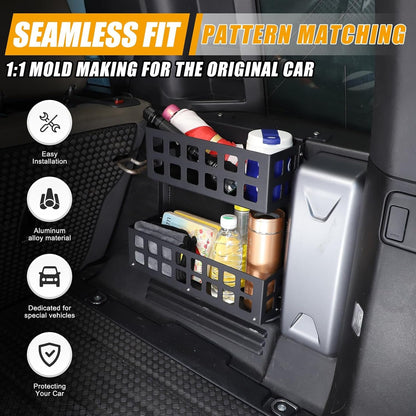 Bekantogy Trunk Right Organizer Compatible with Land Rover Defender 110 2020-2024 Aluminum Alloy Shelf Trunk Right Side Organizer Storage Box Basket Accessories