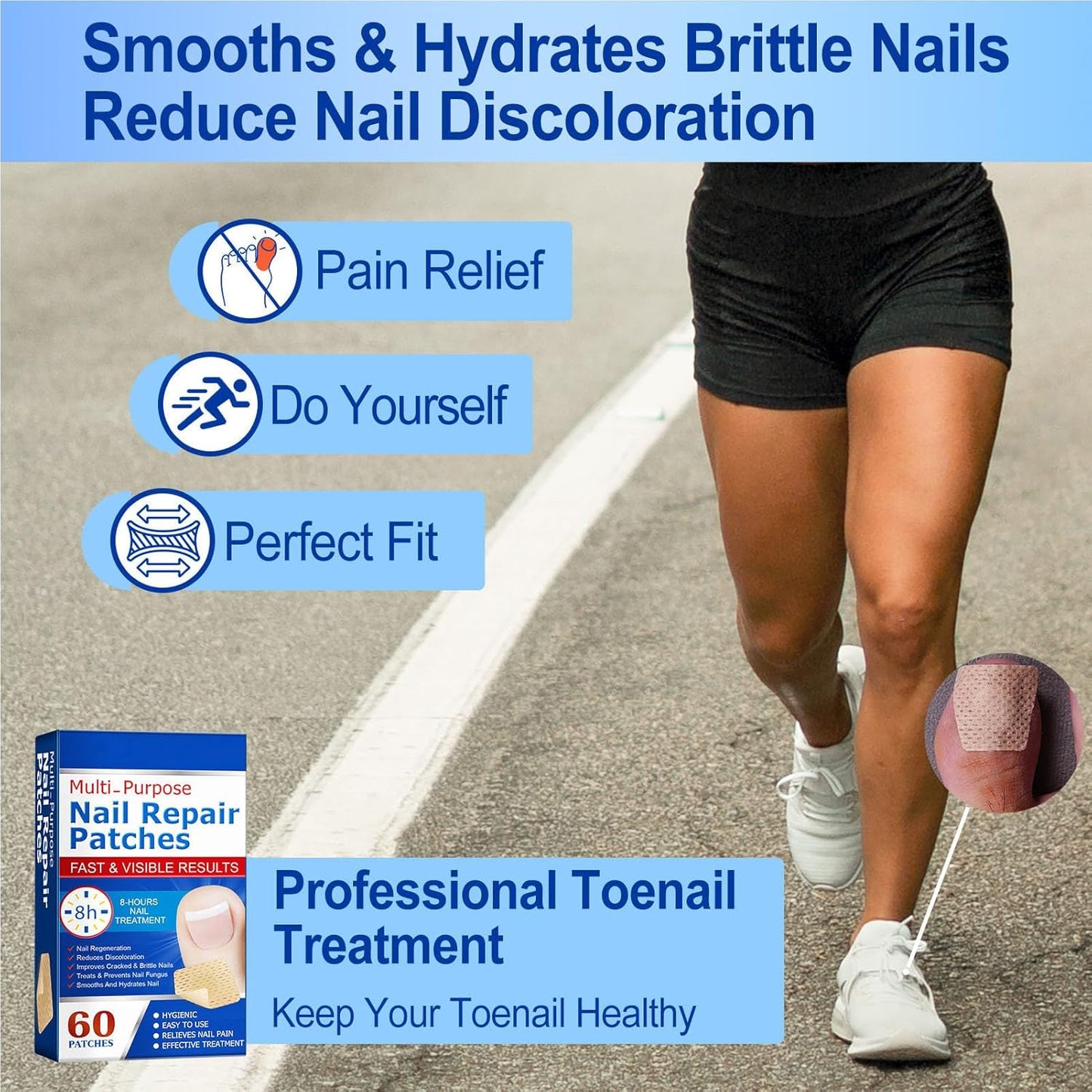 Nail Patches,Repair Patches,Care Pads,Made of Non-woven Fabric,Breathable, High Comfort,Cracked, Rough, Discolored, Brittle Nails,Restore Natural Radiance, Gentle Care,60 Tablets