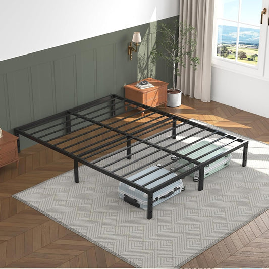 Metal Platforms Bed Frames Twin Size, Natulliy Bed Framess with Heavy Duty, No Box Spring Needed with Storage, Anti Noise Foam Stickers, Easy Assembly,16 Inch Twin Size