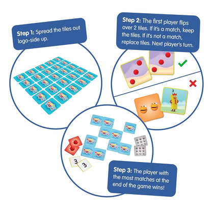 hand2mind Numberblocks Memory Match Game, Memory Card Game, Kids Matching Game, Matching Games for Kids Ages 3-5, Preschool Learning Activities, Toddler Numbers and Counting Math Toys