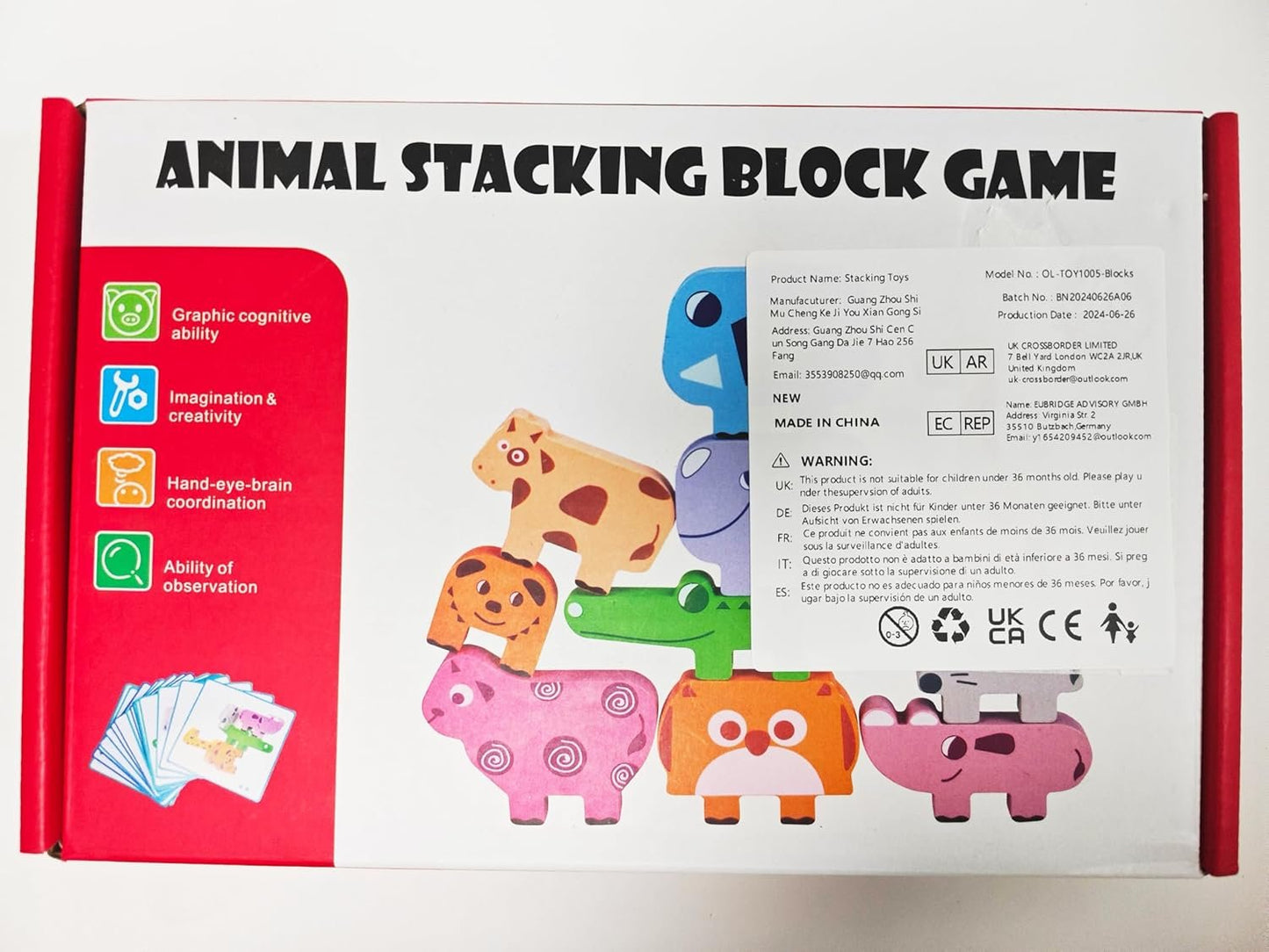 OSLINE Montessori Educational Toys for 1 2 3 Year Old Girl Boy Toys,Wooden Stacking Building Kids Learning Toys,Animals Balance Puzzles Toys,Toddler Birthday Easter Gifts for 1-5 Year Old Girls Boys