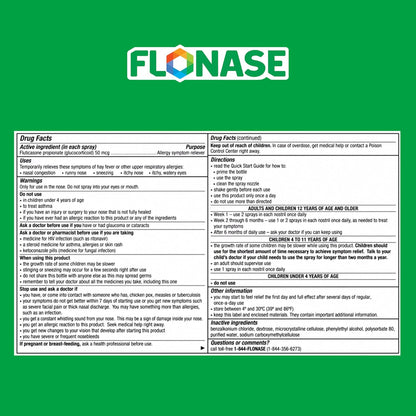 Flonase Allergy Relief Nasal Spray, 24-Hour Non-Drowsy Multi-Symptom Relief 144 Sprays, Bonus Pack of Tissues