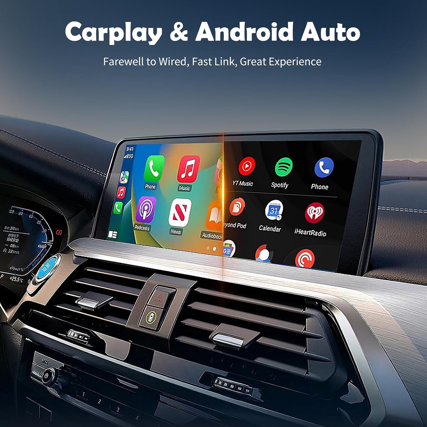 Wireless Car-Play Adapter, Euakee Mini Edition Automatic Wireless Adapter, Converts Wired to Wireless Car-Play Dongle Plug & Play Car-Play Adapter for Android and Android for 800+ Vehicles