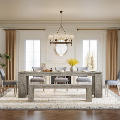 Tribesigns 86-Inch Large Dining Table for 8 People, Wood Farmhouse Kitchen Table with Thick Legs for Dining Rooms, Restaurants