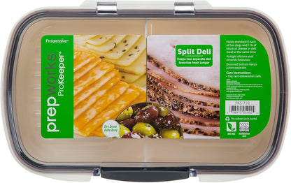 Prepworks Split Deli ProKeeper Air Tight Silicone Sealed Food Storage Container with Clear Dry Erase Compatible Lid, 11.75 Inches Long