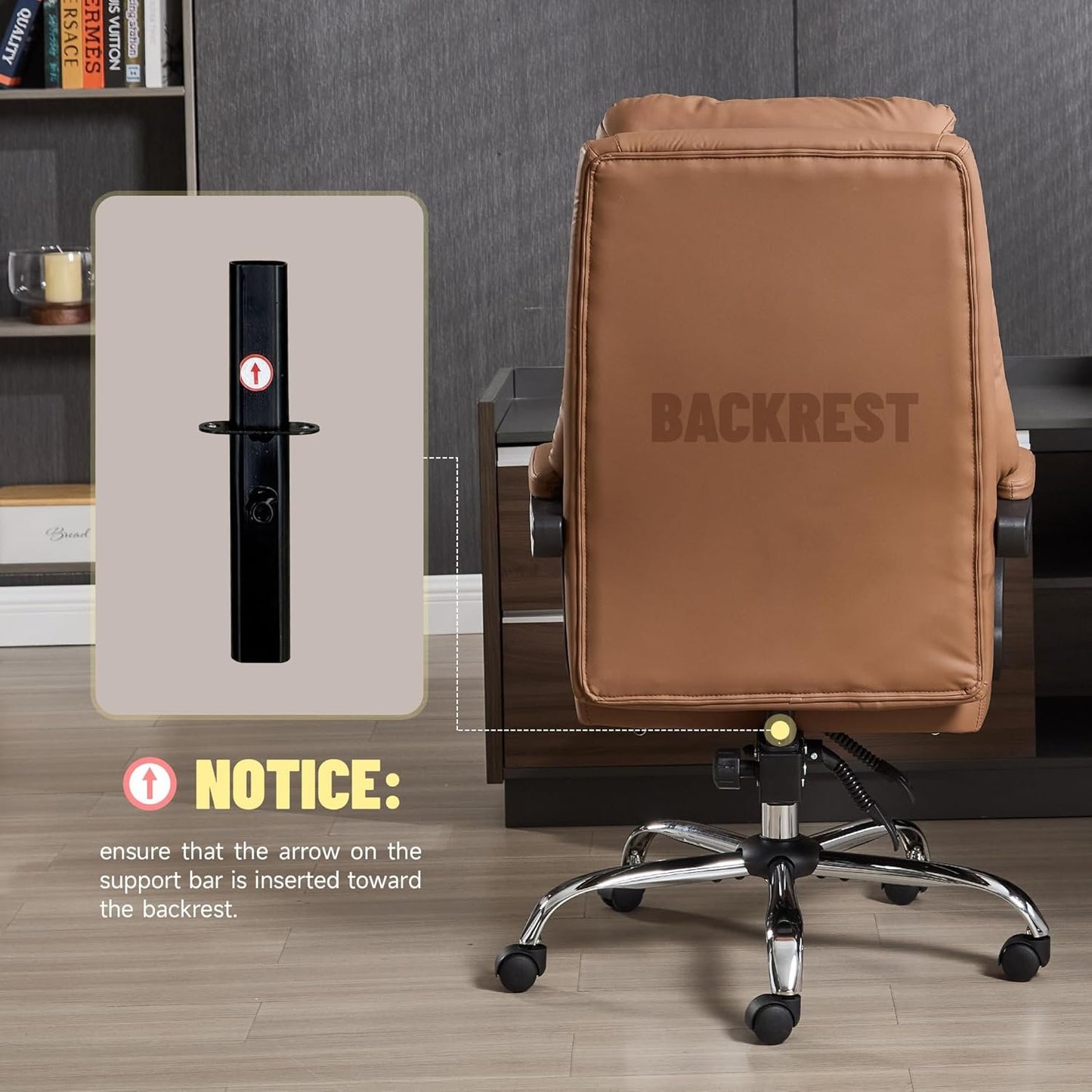 KITHOME High Back Office Chair with Footrest, 110°Reclining Leather Comfy Desk Chair with Lumber Support, Tall and High Executive Swivel Chair for Home Office, Black, White, Brown (Brown)