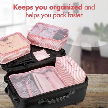 Travel Packing Cubes - 6 Piece Set Luggage Packing Organizers and Compression Packing Cube System for Travel with Shoe Bag Pouch Accessories to Organize Your Clothes Suitcase or Carry-On