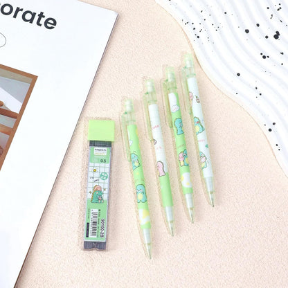 ITAWIXS Cute Mechanical Pencil Set Include 4 Pcs 0.5mm Kawaii Mechanical Pencils with 1 Tubes HB Lead Refills Kawaii Stationary Cute School Supplies for Writing, Drawing, Sketching, Green