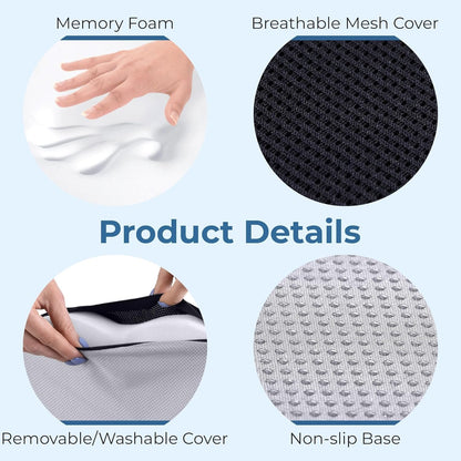 5 STARS UNITED Seat Cushion for Desk Chair - Tailbone, Coccyx Sciatica Pain Relief - Wheelchair Cushions, Black Mesh