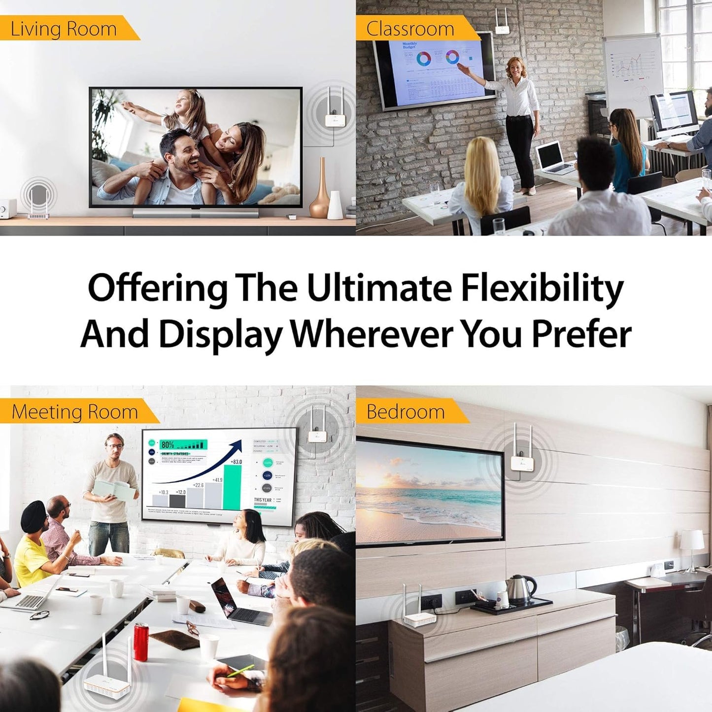 j5create Wireless Display HDMI Extender Full HD 1080p 60fps Transmitter and Receiver with IR Remote Control, 200ft Transmission, Ultra-Low Latency, for Home/Office/Church (JVAW53)