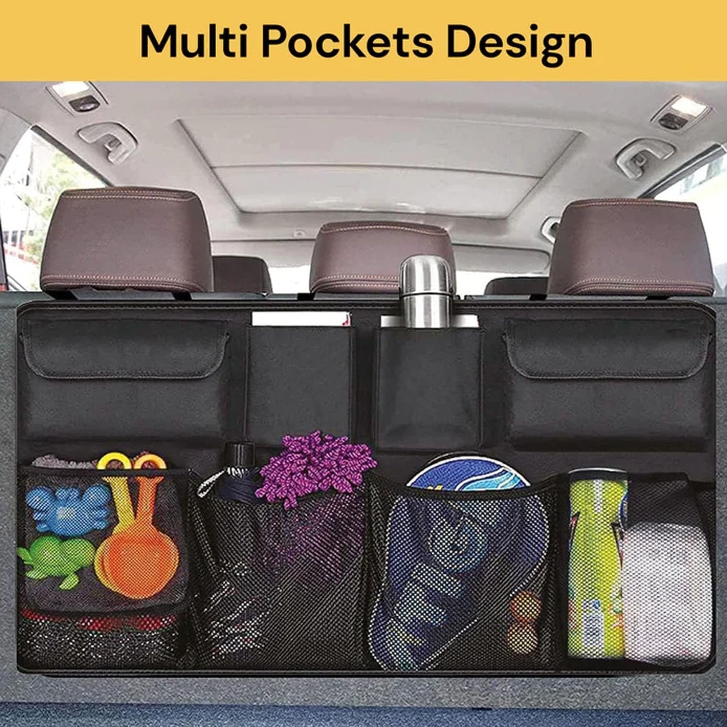 EZONEDEAL Hanging Car Trunk Organiser 3 in 1 Multi-Pocket Capacity Car Boot Organiser Car Organizers and Storage Bag Waterproof Foldable Detachable Neat and Space Saving for SUV