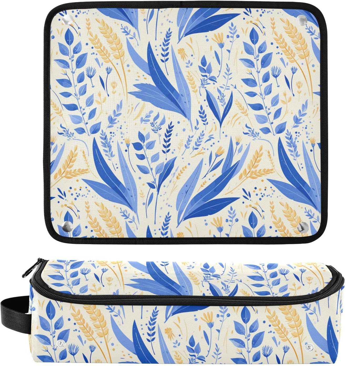 Borsa da viaggio per strumenti per capelli caldi blu cielo profondo e tappetino resistente al calore, organizer impermeabile per ferro arricciacapelli piatto e accessori per la cura dei capelli da