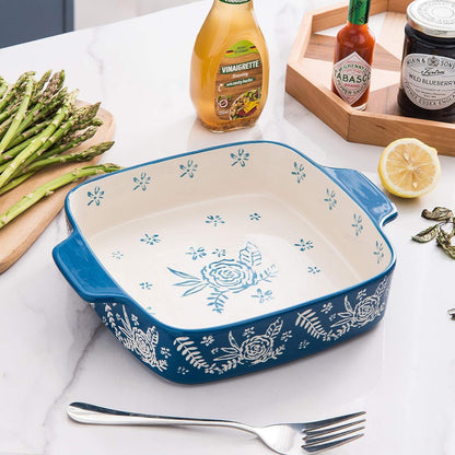 Wisenvoy Baking Dish Ceramic Brownie Pan 9x9 Baking Pan Casserole Dish Lasagna Pan Square Rose Dish Bakeware Sets